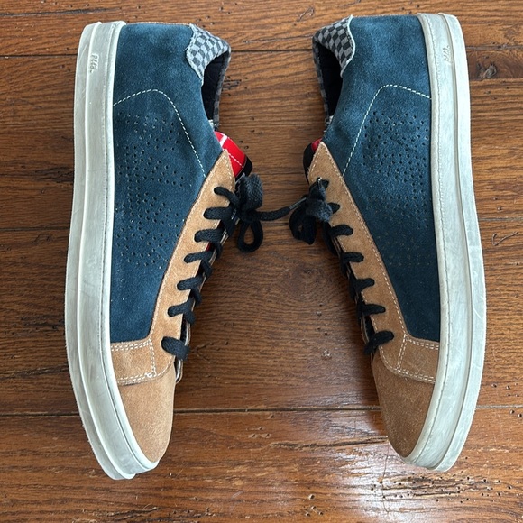 P448 You Can Surf Later Skate Sneakers Men’s Blue & Tan Suede Shoes Size EU 44 - Picture 2 of 14